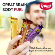 Yumi Caffeinated Protein Energy Bars,Salted Caramel, 100mg Caffeine, 10g Pea Protein, Low Sugar, Dairy Free, Egg Free, Soy Free, Boost Brain Focus, Clarity, Sustained Energy