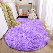 Terrug Oval Fluffy Ultra Soft Area Rugs for Bedroom Living Room, 2.6 x 5.3 Ft Plush Shaggy Kids Rug Small Throw Rugs for Dorm Boy Girl Room Bedside Nursery Mats Home Decor, Purple