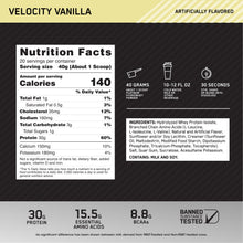 OPTIMUM NUTRITION Platinum HydroWhey, Velocity Vanilla 1.75lb, Velocity Vanilla - 1.75 Lb (1076037)