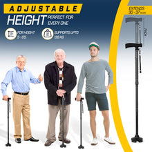 ZELECKS Walking Cane for Women & Men - Self Standing Adjustable Folding Cane with T Handle and 360 Pivot Base - Lightweight Foldable Walking Stick for Seniors - Collapsible Cane for Walking