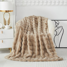 Faux Fur Throw Blanket Fleece Bubble Blanket Casa Carina-Super Soft Fluffy Fuzzy Blanket Plush Blanket-Cozy and Thick for Couch Chair Bed 160x200cm(63x79in) Camel