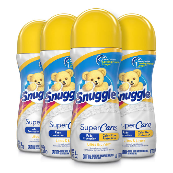 Snuggle SuperCare In-Wash Scent Booster, Lilies and Linen, Fade Protection and Color Run Protection, 9 Ounce, 4 Count