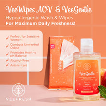 VeeFresh VeeDaily - VeeGentle Intimate Wash & VeeWipes ACV Sensitive Vee Bundle - Apple Cider Vinegar Infused Female Wipes for Women & Natural Feminine Wash for Sensitive Vees!