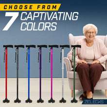 ZELECKS Walking Cane for Women & Men - Self Standing Adjustable Folding Cane with T Handle and 360 Pivot Base - Lightweight Foldable Walking Stick for Seniors - Collapsible Cane for Walking