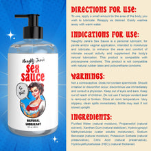 NAUGHTY JANE'S SEX SAUCE Natural Lubricant for Beginners, Men, Women, & Couples. Multi-Use Lubricant and Toy Compatible. Easy to Clean, Body-Safe and Unscented. 1 Piece, Clear - 16oz.