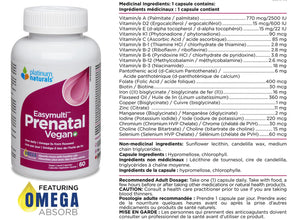 Platinum Naturals Prenatal Easymulti, 60 Vegan Liquid Capsules, Comprehensive Prenatal Support with Omega 3, Iron, Folate & Full B-Vitamin Complex for Expecting Mothers - DHA & EPA-Enriched