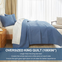 HiSnug Blue Quilt Set King Size - Lightweight Summer Bedspread, Soft Oversized King Quilt Bedding Set for All Seasons, Machine Washable, 3 Pieces