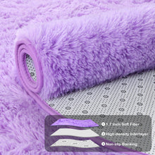 Terrug Oval Fluffy Ultra Soft Area Rugs for Bedroom Living Room, 2.6 x 5.3 Ft Plush Shaggy Kids Rug Small Throw Rugs for Dorm Boy Girl Room Bedside Nursery Mats Home Decor, Purple