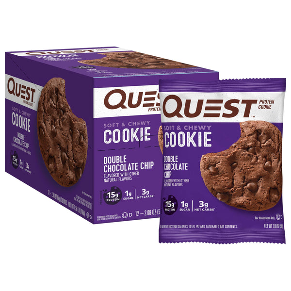 Quest Nutrition Protein Cookie, Double Chocolate Chip 12 Count, 59 g (Pack of 1)