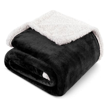 PAVILIA Premium Sherpa Throw Blanket for Couch Sofa | Super Soft, Cozy, Plush Microfiber Black Throw for Chair | Reversible Warm Flannel Fleece Solid Blanket(Black, 50 x 60 Inches)