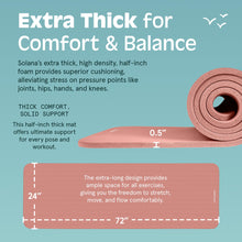 Retrospec Solana Yoga Mat 1/2 inches Thick w/Nylon Strap for Men & Women - Non Slip Excercise Mat for Yoga, Pilates, Stretching, Floor & Fitness Workouts, Rose