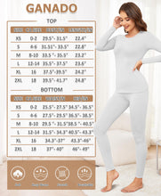 Ganado Thermal Underwear Set for Women Fleece Lined Long Johns with Long Sleeves Tops Soft Base Layer 2 Pieces Pajama Sets(White,Large)