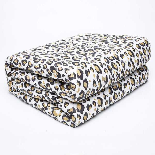 Sleepymoon Weighted Blanket (41''×60'' 10lbs, Leopard Print) for Users 90-110 lbs Twin Full Size Premium 100% Cotton with Glass Beads Printed Pattern