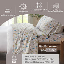 True North by Sleep Philosophy Cozy Flannel Warm 100% Cotton Sheet - Novelty Print Animals Stars Cute Ultra Soft Cold Weather Bedding Set, Full, Multi Forest Animals 4 Piece