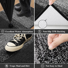 Vaukki Indoor Doormat Entryway Door Rug, Non Slip Absorbent Mud Trapper Mats, Low-Profile Inside Floor Soft Machine Washable Large Rugs Carpet for (24''x36'', Black and Grey)