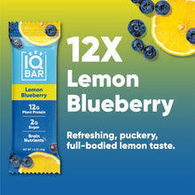 IQBAR Brain + Body Protein Bars, Lemon Blueberry, Keto, Vegan, Paleo Friendly, Low Sugar, Low Net Carb, High Fiber, Gluten Free, No Sugar Alcohols, 12 Count