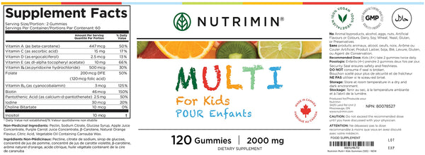 Nutrimin Multi+ Gummy for Kids - Allergen Free Vegan Vitamins and Nutrients - 240 Count of Halal Multivitamin Gummies (2 month supply)