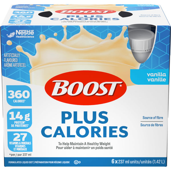 BOOST PLUS Complete Nutrition Drink, Vanilla, 6x237ml Bottles, Case Pack of 4, Packaging May Vary