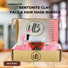 Face masks skincare Hair mask Aztec Clay Mask Bundle with Aztec Secret Indian Healing Clay with Bentonite Clay 1 lb. UNIBEAUTIES pink tool kit with face mask mixing bowl set, Shower Comb and Shower Massage Brush and Carrying Case