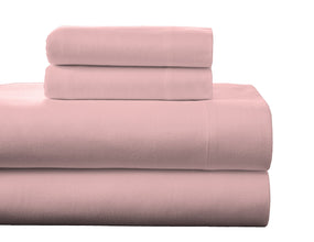 Pointehaven Flannel Deep Pocket Set with Oversized Flat Sheet, Full, Rose Quartz