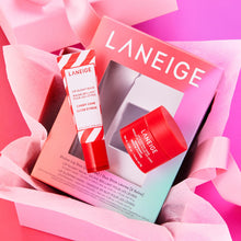 LANEIGE Divine Lip Duo: Lip Sleeping Mask Peppermint Intense Hydration with Vitamin C, Lip Glowy Balm Candy Cane