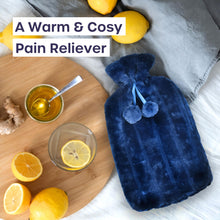 XXX-Large Hot Water Bottle with Cover - 3.5L Blue Hot Water Bag for Pain Relief - 118Fl Oz Extra Large Washable Soft Faux Fur, Big Hot Water Pack for Sore Muscles, Period Cramps, Hot and Cold Compress