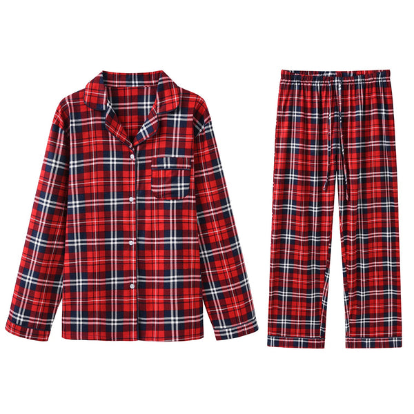 SUTPSL Women Flannel Pajamas Set Long Sleeve Shirt Pants S-XL Sleepwear Button Down Cute Pattern(RedPlaid,XL-20-24)