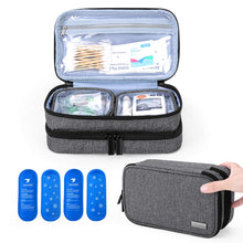 Yarwo Insulin Cooler Travel Case with 4 TSA Approved Ice Packs, Double Layer Diabetic Supplies Bag Organizer for Insulin Pens, Blood Glucose Monitors or Other Diabetes Care Accessories, Gray, Bag Only