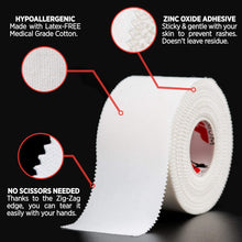 Summum Fit White Athletic Tape Extremely Strong: 8 Rolls + 2 Finger Rolls. Easy to Apply & No Residue. Sports Tape Athletic for Boxing Football Climbing or Gymnastics for Wrist Ankle & Hand Protection