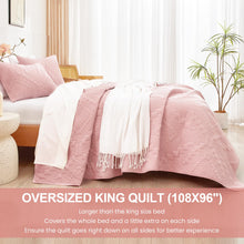 HiSnug Pink Quilt King Size, Ultrasonic Oversized King Quilts with Pillow Shams, Soft Lightweight Summer Bedspread Coverlets for All Seasons, 3 Pieces (1 Quilt, 2 Pillow Shams)