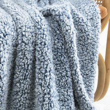 Ultra Soft Cozy Sherpa Throw Blanket, Light Weight Warm Decorative Throw Blanket with Tassel, 2 Tones Ombre Navy Blue Pattern Reversible Boho Style Blanket for Sofa, Couch, Bedroom,Travel, 50”x60”