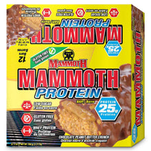 MAMMOTH Protein Bar, Chocolate Peanut Butter Crunch, 25g Protein, Low Sugar, Low Carb, Gluten Free, 12 x 65g (12 Count) (12 Count, Chocolate Peanut Butter Crunch)