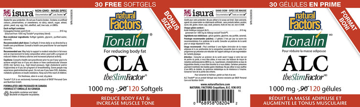 Natural Factors - CLA Tonalin 1000 mg BONUS SIZE, 120 softgels