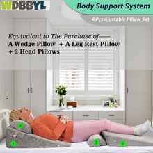 WDBBYL 4PCS Adjustable Bed Wedge Pillow Sleeping Support Set 100% Memory Foam for Postoperative Recovery, Back Neck Leg Support,Acid Reflux and GERD,Sitting Reading Dark Gray