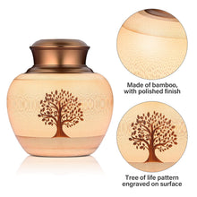 Medium Keepsake Urns for Human Ashes Made of Bamboo,Memorial Cremation Urns for Human Ashes Adult Female Male,Decorative Urns Ash Container with Tree of Life Pattern,Hold Up to 90 Cubic Inch