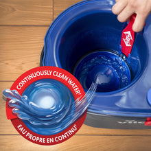 Vileda EasyWring RinseClean Spin Mop & Bucket System | 2-Tanks Separate Clean and Dirty Water | Machine Washable and Reusable Microfiber Mop Head | Hands-Free Wringing Mop Bucket