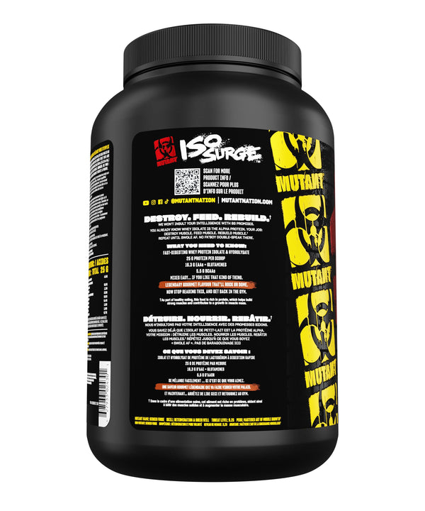 MUTANT ISO SURGE | Gourmet hardcore protein formula - whey protein Isolate powder, low carb, low fat, digestive enzyme boosted - Chocolate Fudge Brownie - 727 g