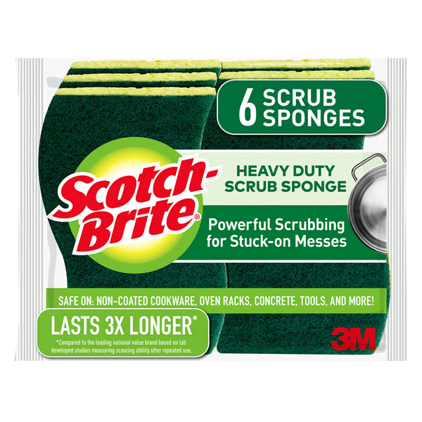 Scotch-Brite Heavy Duty Scrub Sponges, Sponges for Cleaning Kitchen and Household, Heavy Duty Sponges Safe for Non-Coated Cookware, 36 Scrubbing Sponges