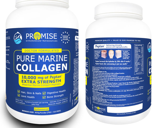 🇨🇦 825gm (29oz) Hydrolyzed Marine Collagen Peptides with 9g of Protein to Support Joints, Hair, Skin and Nails - Unflavored Hydrolyzed Supplement