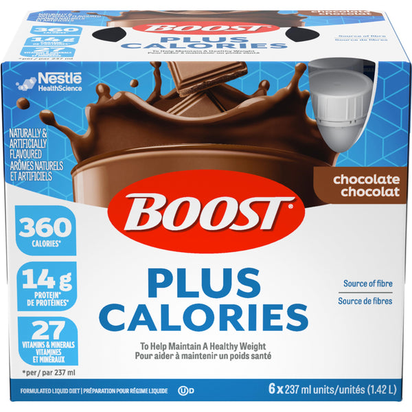 BOOST PLUS Complete Nutrition Drink, Chocolate, 6x237ml Bottles, Case Pack of 4, Packaging May Vary