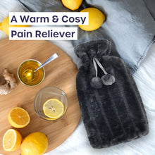 XXX-Large Hot Water Bottle with Cover - 3.5L Grey Hot Water Bag for Pain Relief - 118Fl Oz Extra Large Washable Soft Faux Fur, Big Hot Water Pack for Sore Muscles, Period Cramps, Hot and Cold Compress