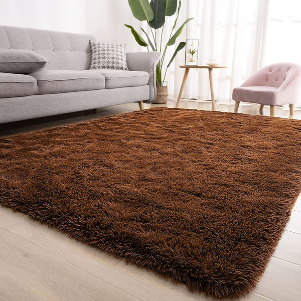 Vafodo 6X9 Feet Coffee Shaggy Area Rugs for Bedroom Living Room Ultra Soft Fluffy Throw Carpets for Girls Boys Kids Play Room Modern Home Decor Soft Fluffy Rugs