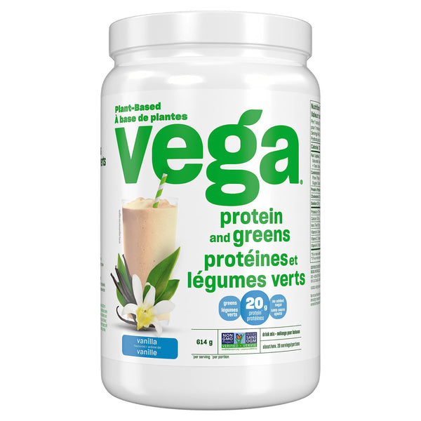 Vega Protein and Greens Vanilla (21 Servings) Plant Based Protein Powder Plus Veggies, Vegan, Non GMO, Pea Protein For Women and Men, 614g (Packaging May Vary)