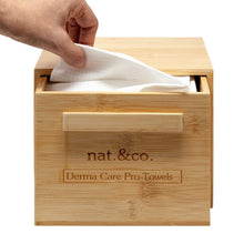 Nat.&Co. Derma Care Pro Deluxe Bamboo Box with Drawer - Includes 50 XL Disposable Face Towels - USDA Certified, National Eczema Seal Approved, Biodegradable Towels for Skincare and Makeup Removal