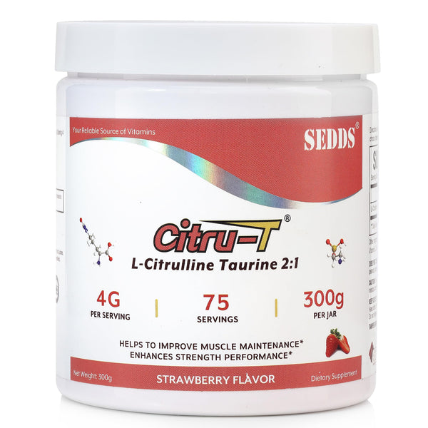 SEDDS - "Strawberry Flavored Taurine LCitrulin 2:1, L Citrulline Powder, Unflavored Vegan Taurine Powder