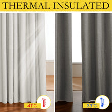 NICETOWN 100% Blackout Linen Curtains for Living Room with Thermal Insulated White Liner, Thermal Insulated Back Tab Ivory Linen Curtains Vertical Drapes 2 Panels for Bedroom, 52W x 84L