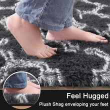 LOCHAS Luxury Shag Area Rug Modern Indoor Plush Fluffy Rugs, Extra Soft and Comfy Carpet, Geometric Moroccan Rugs for Bedroom Living Room Girls Kids Nursery, 2x6 Feet Dark Grey/White