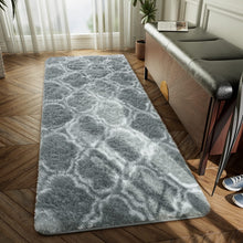 LOCHAS Luxury Shag Area Rug Runner Modern Indoor Plush Fluffy Rugs, Extra Soft and Comfy Carpet, Geometric Moroccan Rugs for Bedroom Living Room Girls Kids Nursery, 2x6 Feet Light Grey/White