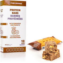 PURI SUDDHA Protein Bars – Pineapple and Peanuts (Pack of 12) – High Protein Snacks, No Sugar Added, Energy Breakfast Bars in Family Package, 600 g