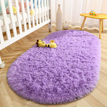 Terrug Oval Fluffy Ultra Soft Area Rugs for Bedroom Living Room, 2.6 x 5.3 Ft Plush Shaggy Kids Rug Small Throw Rugs for Dorm Boy Girl Room Bedside Nursery Mats Home Decor, Purple